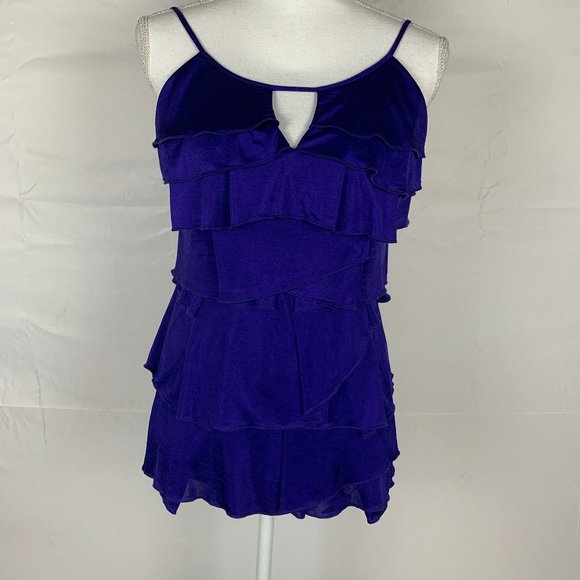 BCBGMaxAzria Tops - BCBGMazazria Dark Regal Blue Ruffle Top